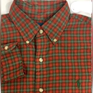 Polo Ralph Lauren Tartan Plaid Button Down W/ Green Polo Pony, XL